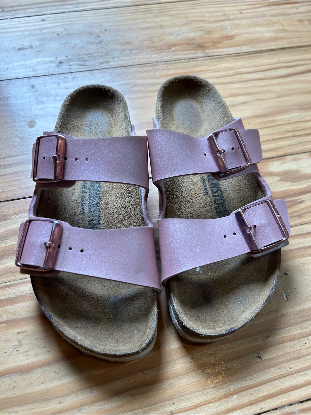 Birkenstock Double Strap Sandals in Metallic Pink
